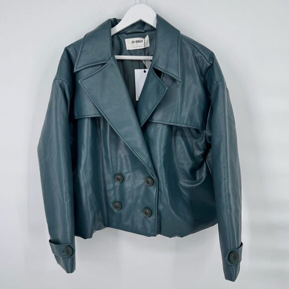 4th &‎ Reckless PU double breasted Victoria jacket in teal XL - Picture 4 of 10